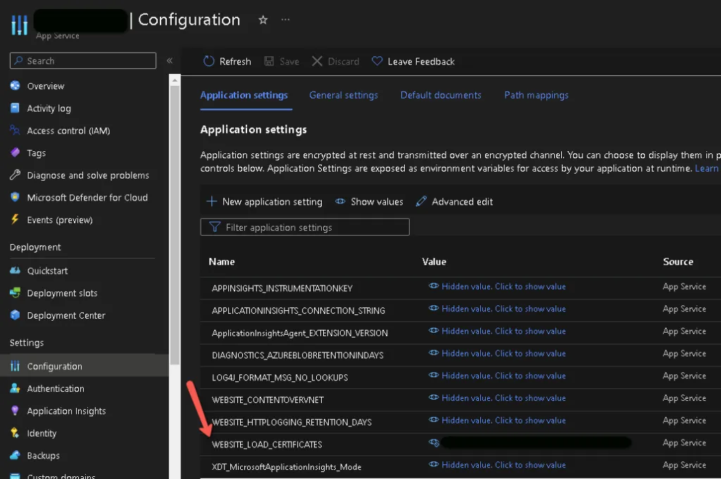 How to resolve error Cannot find the X.509 certificate using the following search criteria in Azure App Service