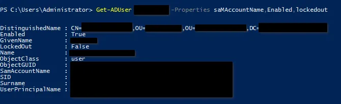 The referenced account is currently locked out and may not be logged on to